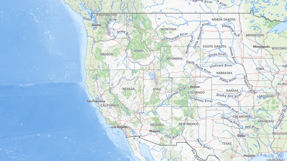 USGS topographic map of West, showing roads, water, terrain and place names