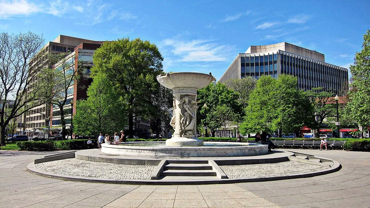 Dupont Circle fountain in Washington DC; a neighborhood photograph, not The Dupont Circle hotel.
