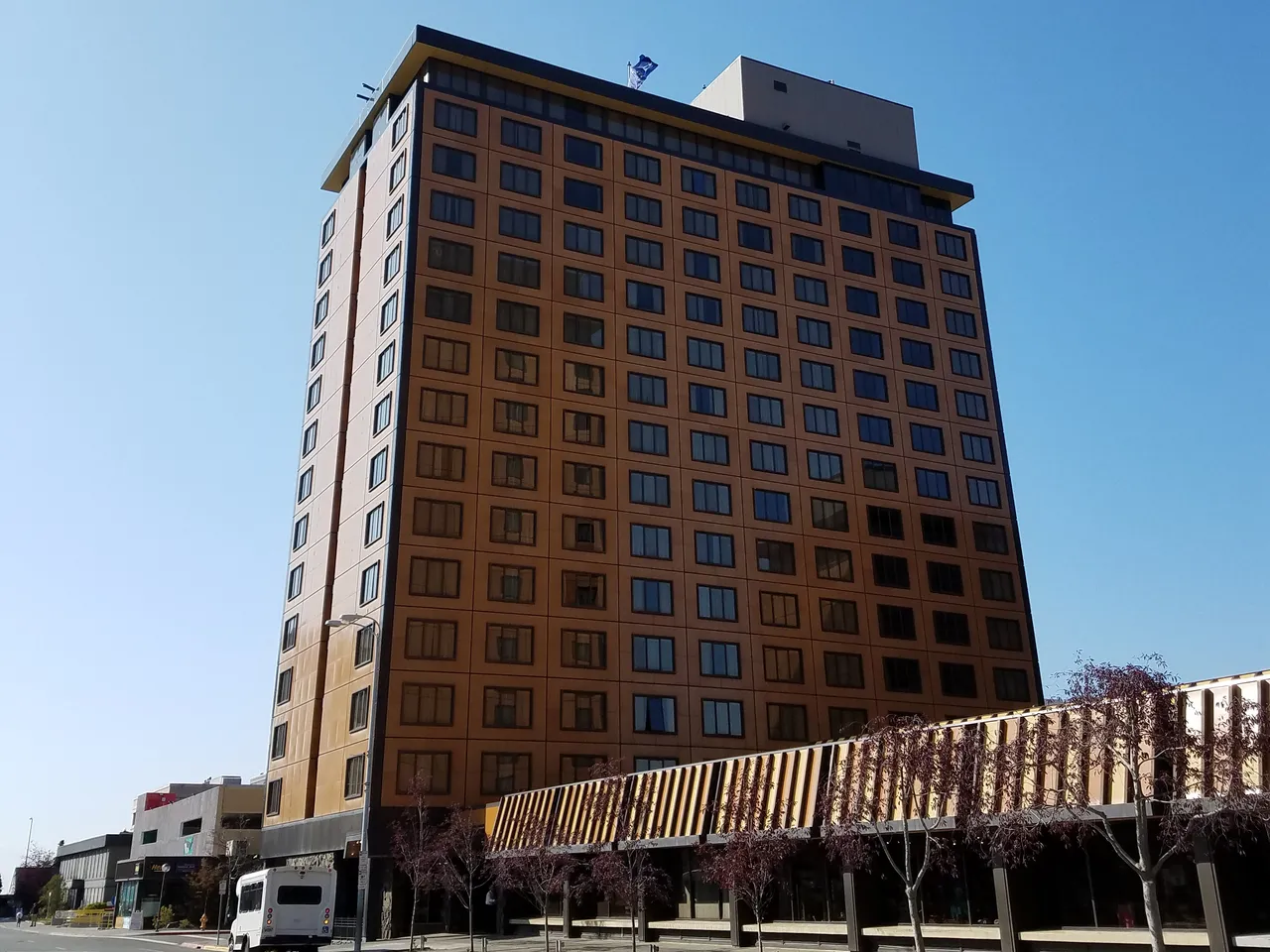Hotel Captain Cook · Tower II exterior, August 2019 archival photograph; not a current room image.
