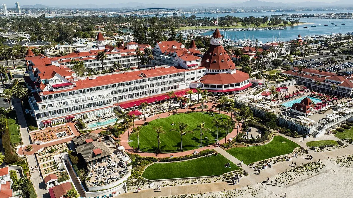 Resort exterior at Hotel del Coronado in Coronado beach