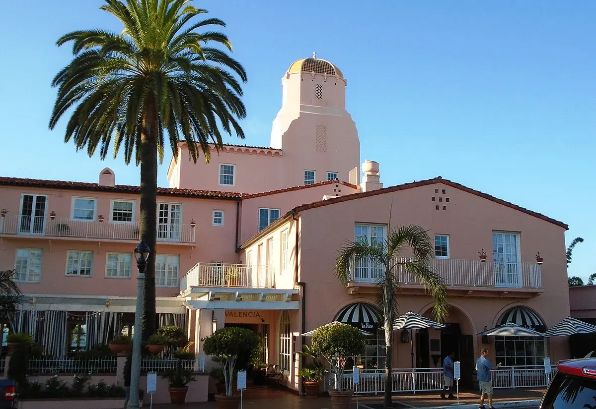 Exterior at La Valencia Hotel in La Jolla village