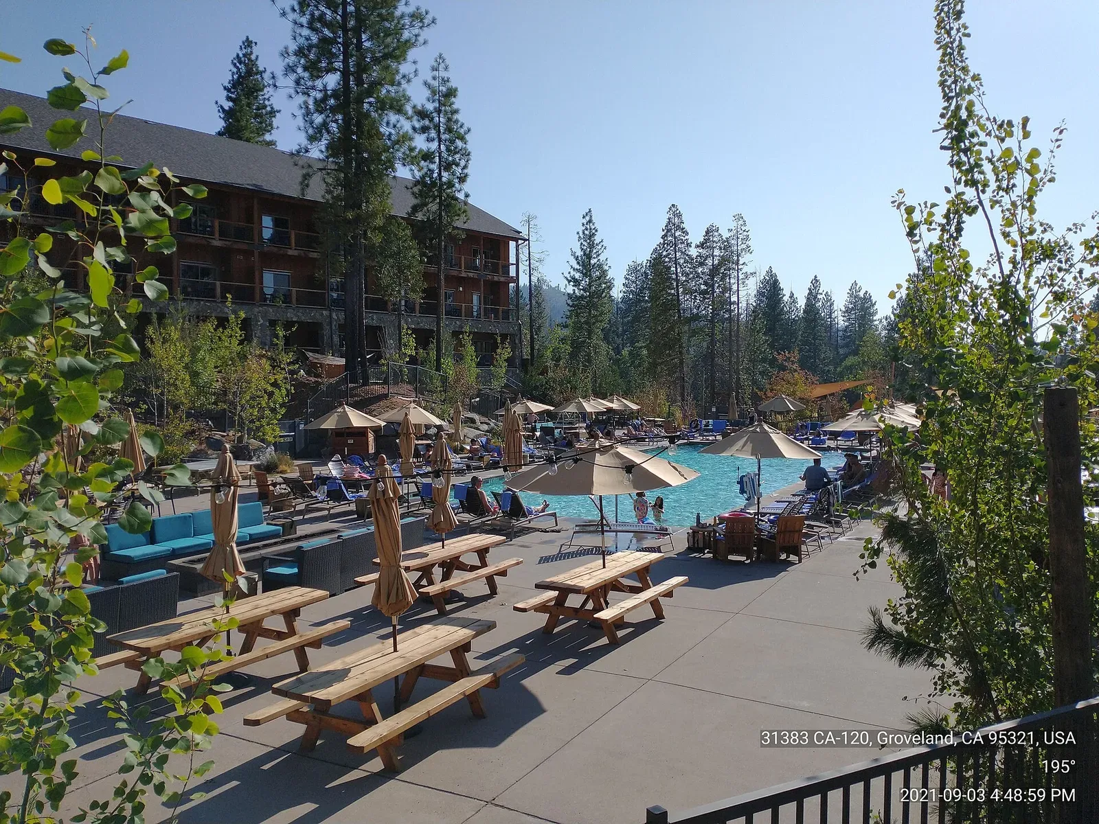 Rush Creek Lodge & Spa · Pool and lodge setting, September 2021.